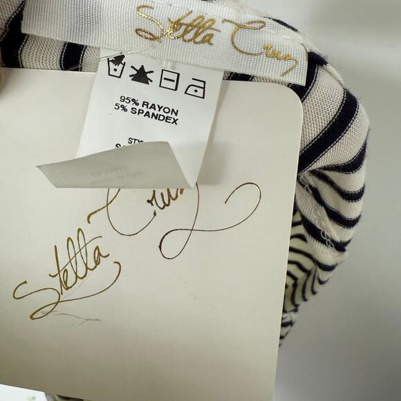 NWT Stella Cruz Striped Racerback Anchor Rope Tank Top Women's Sze M Black White - Picture 6 of 7